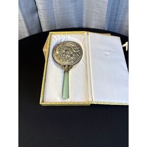 Vintage Silvertone and Jade Hand Mirror